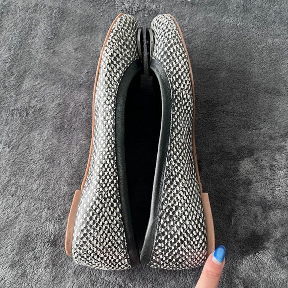 Tory Burch Reva Flat Snake Skin with Black/Pewter Hardware Size 8 - Picture 6 of 8